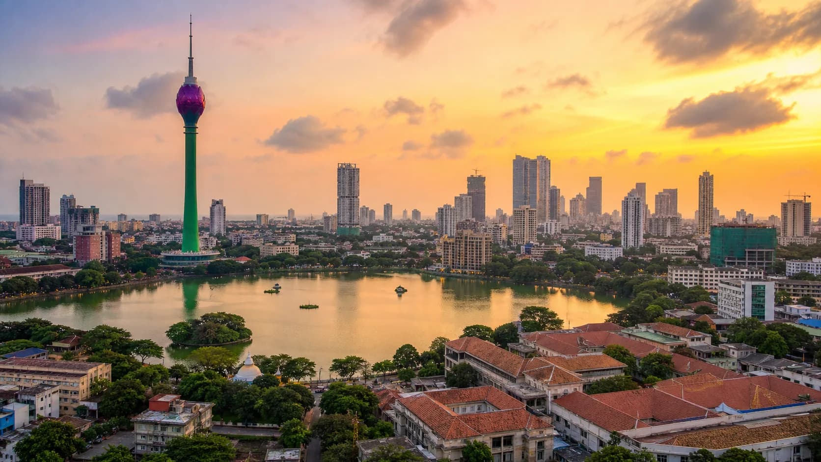 Colombo skyline at sunset